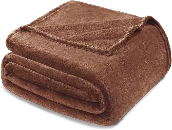 Exclusivo Mezcla Soft Fleece Blanket Queen Size for Bed, Brown | 90x90 Inches, Double-Sided Brushed Flannel, Lightweight Plush Cozy Blanket for Home Decor, All Season, Machine Washable