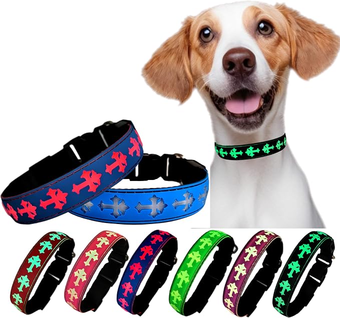 Light Up Glow Dog Collar with Chinese Style AirTag Holder