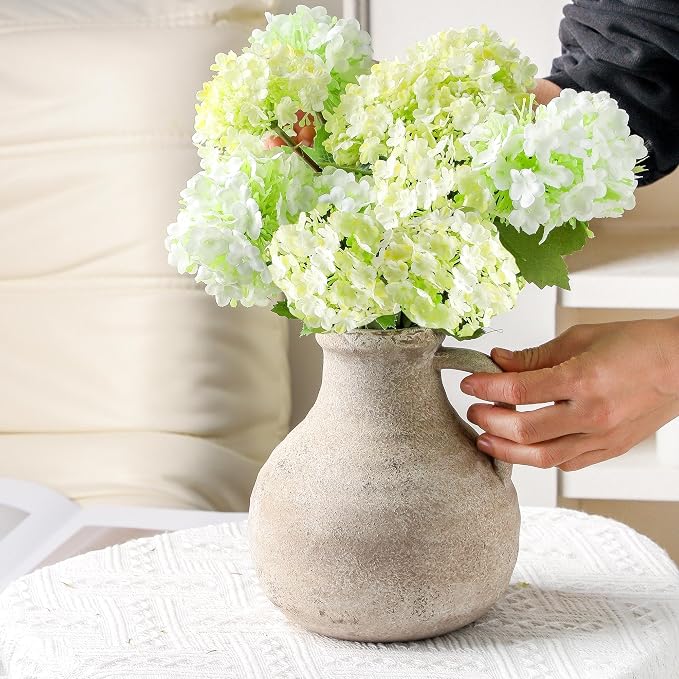 Ceramic Decorative Flower Vase 7.1 Inch Pottery Rustic Farmhouse Boho Terracotta Vase for Home Decor, Table, Living Room, Bathroom, Shelf, Mantel Decoration, Bronze