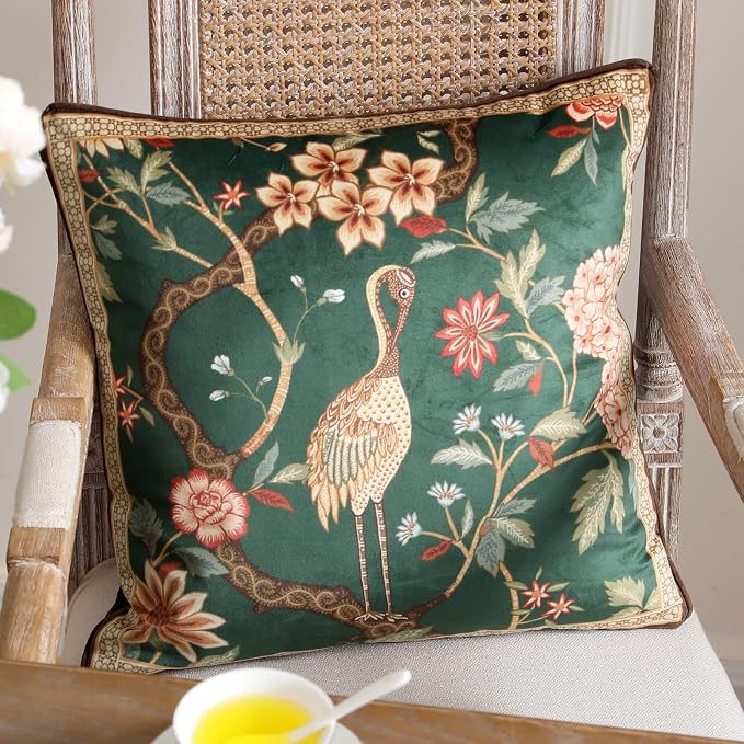 Designer Vintage Velvet Throw Pillow Cover,22"x22"-Mitchell | Pillow Cover,Concealed Zipper Design,Dragonfly Pattern,Sofas,Bedroom,Living Room,Lounge Chairs,All Season Home Decor