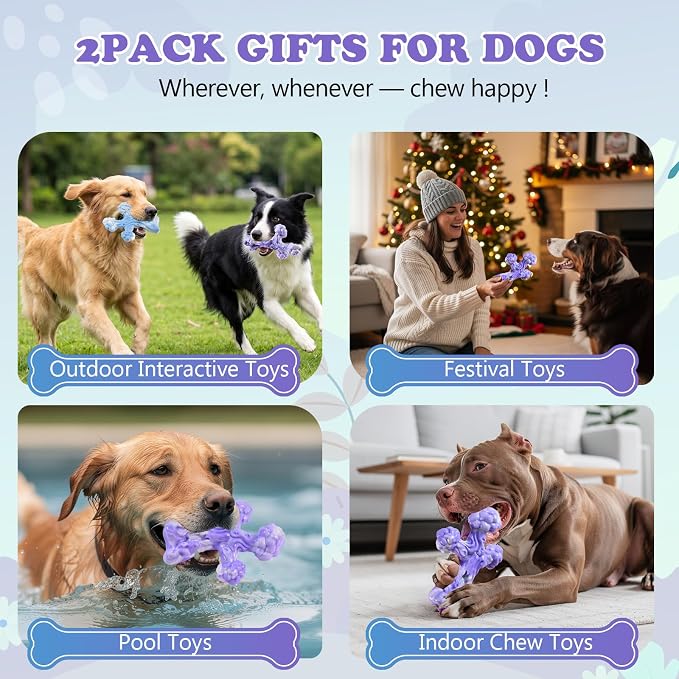 2Pack TreeBone Indestructible Dog Chew Toys for Aggressive Chewers