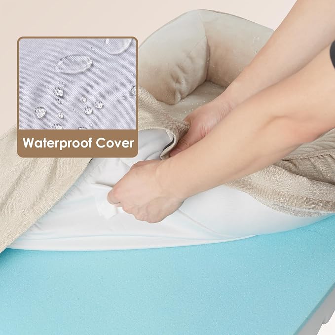 EHEYCIGA Orthopedic Dog Bed for Large Dogs, Waterproof Memory Foam, Non-Slip Bottom, Beige, 35"L x 22"W x 6.5"Th | Non-Slip Bottom and Egg-Crate Memory Foam Dog Couch Bed with Washable Removable Cover, Beige