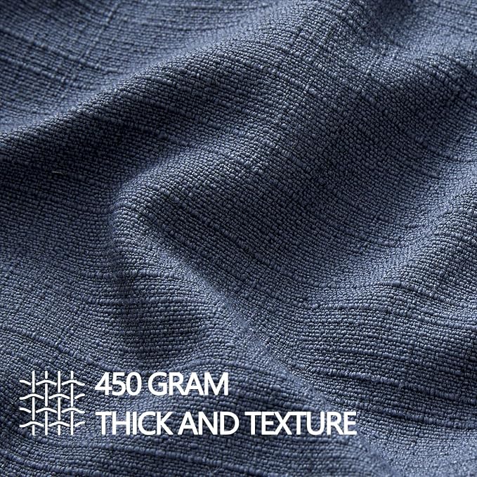 MIULEE Thick Textured Navy Blue Decorative Throw Pillow Covers 18x18 Inch | Set of 2, Linen Blend Pillow Cover, Flange Edge Design, Farmhouse Modern Boho Style, Bed Couch Living Room Decor
