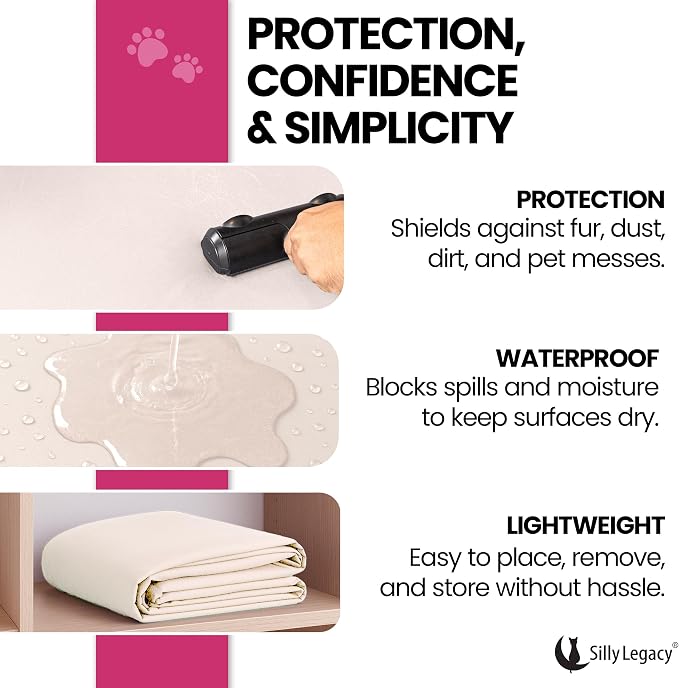Thin Reversible Waterproof Protective Cover or Liner for Bed or Couch (Twin Size 90 x 55 inch), for Dogs and Cats, Babies; Incontinence, Urine, Drool