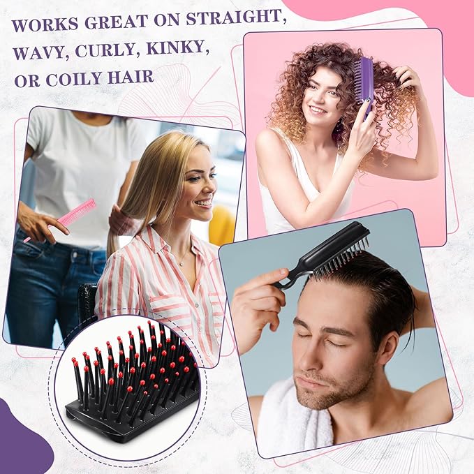 Baderke 48 Pcs Combs Set Bulk Hair Brushes for Homeless Individually Wrapped Hair Brush and Comb for Women Hotel Nursing Charity Travel(Multicolor)
