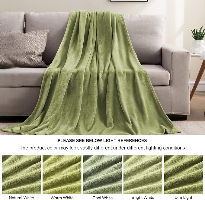 BEDELITE Fleece Blanket Soft Plush Throw for Couch Dusty Green 50"x60" | Ultra Soft Fleece, Plush Microfiber, Lightweight Warmth, All Season Comfort, Fade Resistant, Machine Washable, Couch Sofa Bed