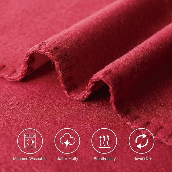 ZYFZCYBL Fleece Throw Blanket Blankets Bulk 6 Pack Soft Lightweight for Cozy Polar Fleece 50 x 60 Solid Pet-Friendly Colorful Bed Sofa Couch Fleece Fabric Travel Wedding Gift（Wine Red）