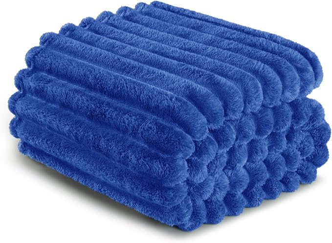 Exclusivo Mezcla Striped Queen Size Fleece Blanket for Bed, Couch, 90"x90" | Soft Breathable Cozy Bed Blankets, Lightweight Plush Fluffy Fuzzy Jacquard Decorative Blankets