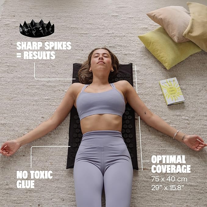ShaktiMat Acupressure Mat for Relaxation, Massage Muscles, Aid Sleep & Unlock Inner Tension | Similar to Acupuncture, No Needles Required (Classic, Level 3, Shakti Black)