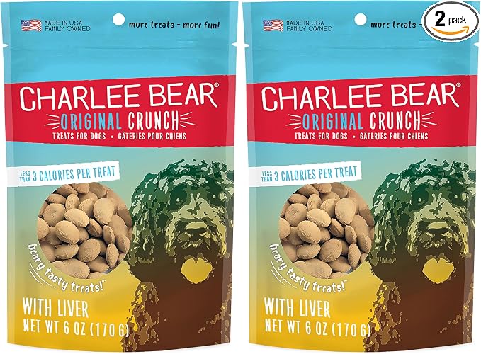 Charlee Bear Original Dog Treats, Chicken Liver, 6 oz (Pack of 2)