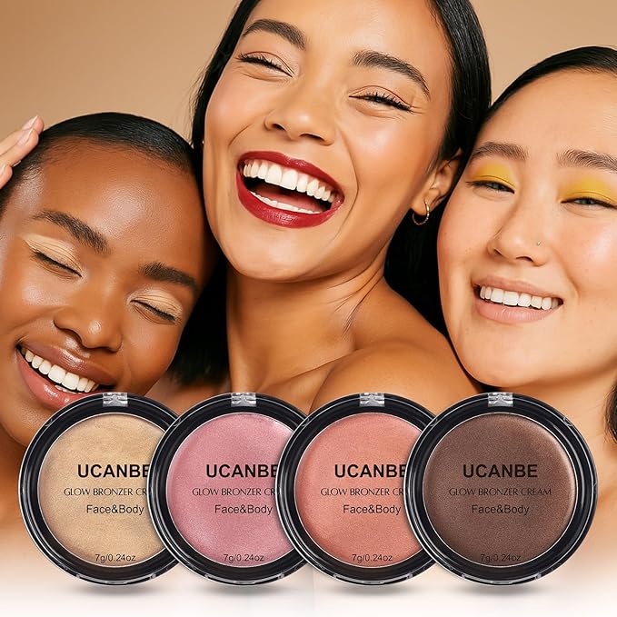 UCANBE Face & Body Cream Bronzer, Natural Tan Sun-Kissed Glow, Buildable Blendable for Long Lasting Bronzed Glow, Lightweight Contour Bronzing Multi-Use Shaping Palette for All-Day Luminous