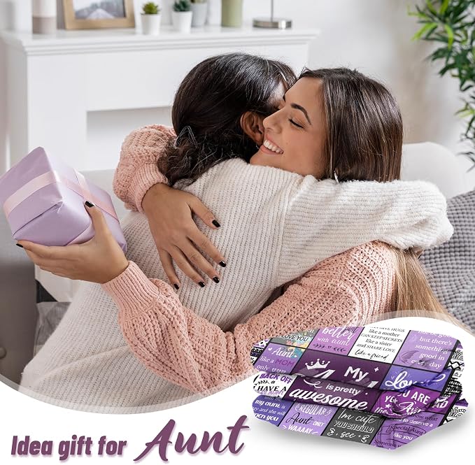 Aunt Gifts, Auntie Gift Ideas, Gifts for Aunt from Niece/Nephew, Auntie Birthday Gift, Soft Throw Blankets 60"X50"