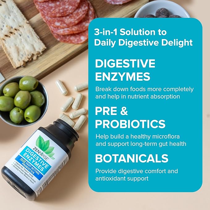Zenwise Health Digestive Enzymes for Gut Health & Bloating Relief - Multi Enzymes Digestion Supplement with Probiotics, Bromelain & Papaya for Digestive Health Support - Men & Women - 100 Count