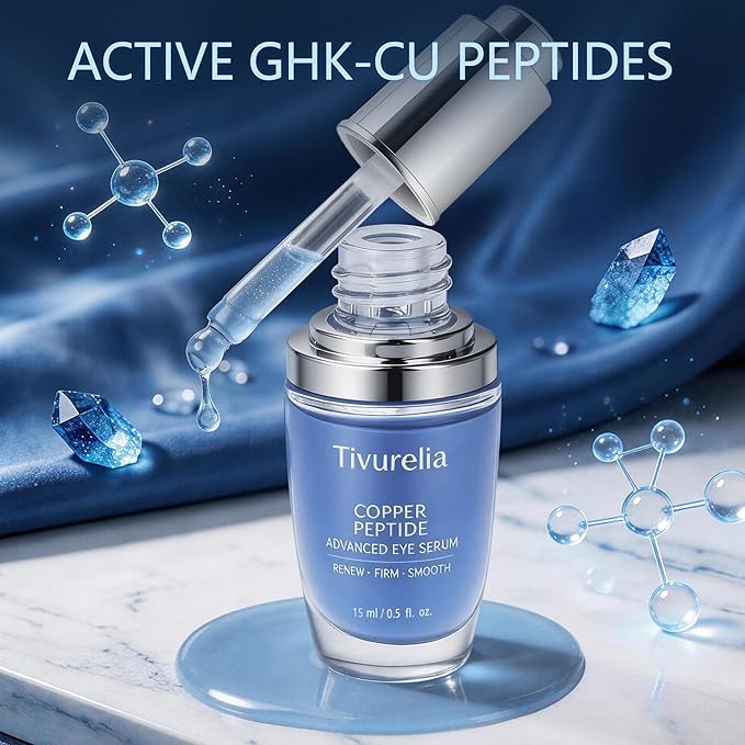 Copper Peptide Anti Aging Eye Serum, Korean Skin Care Advanced Eye Serum with GHK-Cu Copper Tripeptide-1 & Peptide Complex, Helps Smooth Fine Lines and Improve Firmness
