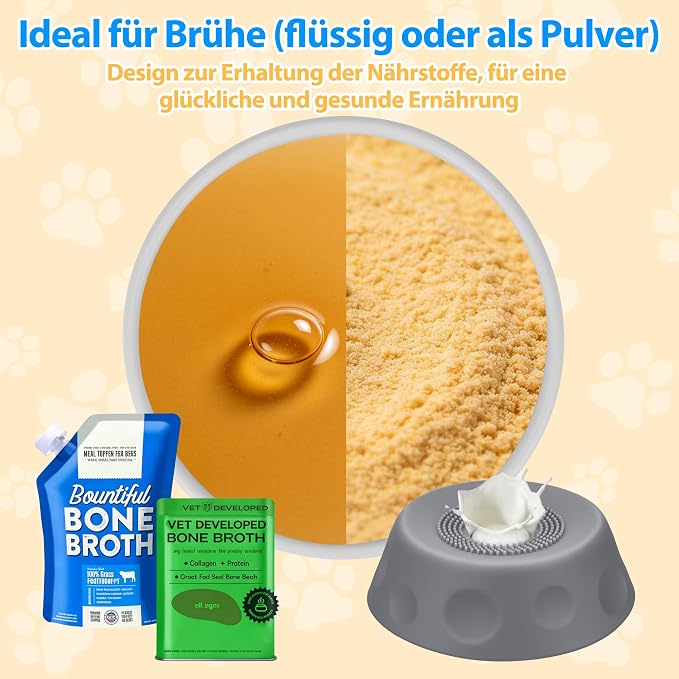 Slow Feeder Dog Bowls for Liquid Treat, Dog Lick Bowl for Anxiety Relief & Fast Eaters, Anti-Slip Ball-in Bone Broth, 5/6 Cup Pup Lick Toy for Peanut Butter Large Medium Small Pet Cats Gray
