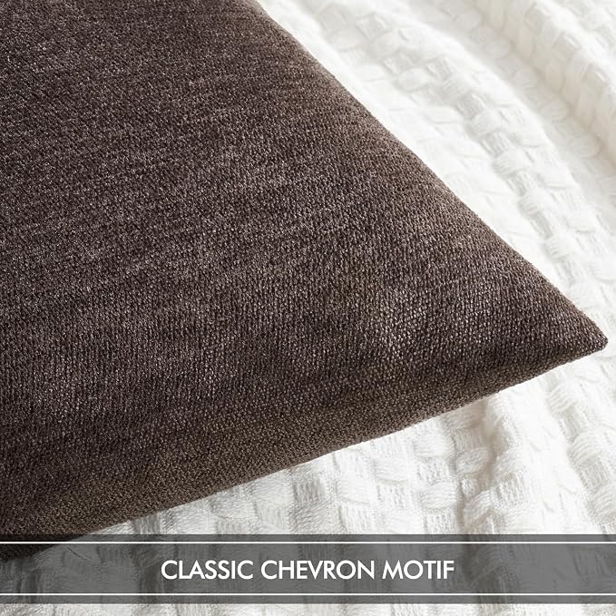 MIULEE Pack of 2 Dark Brown Decorative Pillow Covers 18x18 Inch | Soft Chenille Couch Throw Pillows Farmhouse Cushion Covers for Home Decor Sofa Bedroom Living Room