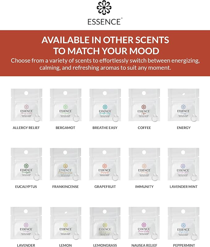 Essence Wearable Aromatherapy Nasal Diffuser – Frankincense Essential Oil Nose Ring Silicone Inhaler for Stress & Mood Support - Made in USA & Travel-Friendly