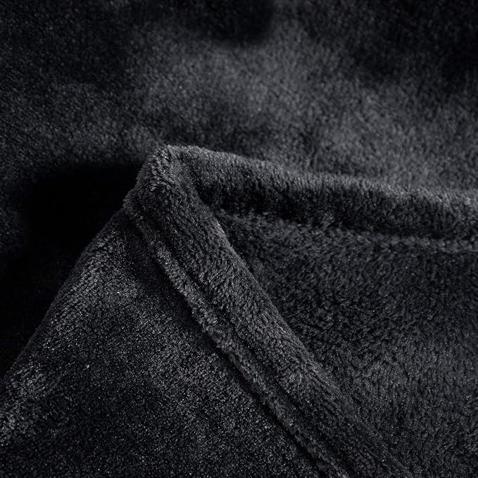 TASTHROW Large Flannel Fleece Throw Blanket, 60×80 Inch - Black | Cozy Lightweight Thick Blanket - All Seasons Suitable for Women, Men and Kids