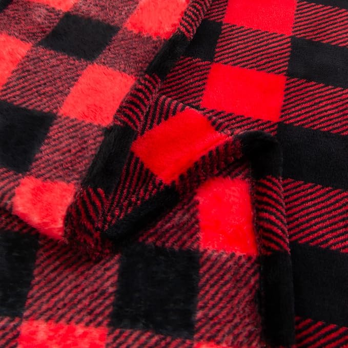 BEDELITE Plaid Fleece Twin Blanket, Red & Black Buffalo 60x80 Inches | 100% Polyester Microfibe, Soft Cozy, Lightweight Warm, Classic Buffalo Plaid, Room Decor, Machine Washable, for Couch Bed