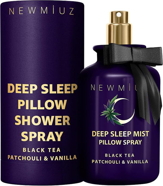 Deep Sleep Pillow Spray Natural Aromatherapy Mist for Sleep Relaxation Calming Stress Relief Patchouli Black Tea Vanilla Essential Oils Self Care Gift