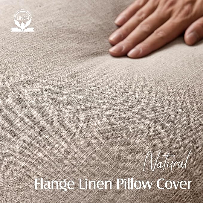 Foindtower Pack of 2, Decorative Linen Solid Throw Pillow Covers Soft Accent Lumbar Cushion Case Farmhouse Pillowcase for Chair Couch Sofa Bedroom Living Room Home Decor 12 x 20 Inch Natural Linen