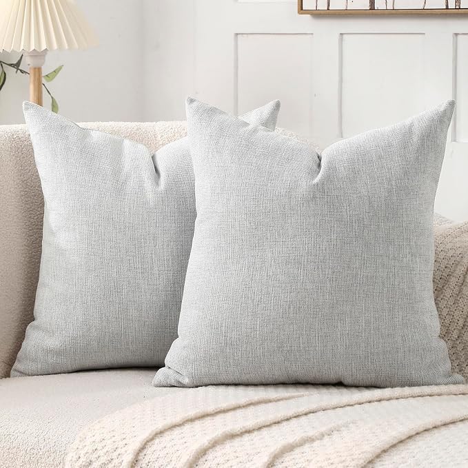 Pack of 2 Decorative Chenille Throw Pillow Covers, 18x18, Gainsboro | Square Soft Cozy Concise Pillow Covers Modern Farmhouse Couch Cushion Cases for Sofa Bed Living Room Home Decor