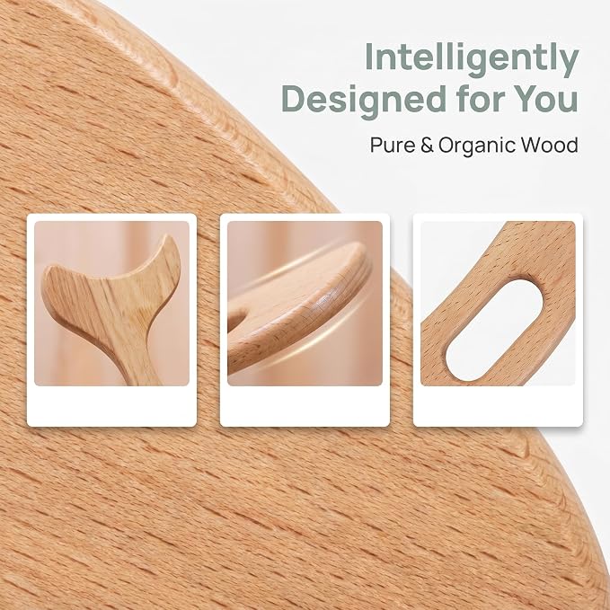 2 PCS Wood Therapy Massage Tools, Wooden Gua Sha Body Massage Tool with Y Shape and Moon Shape,Massage Scraper for Body Care and Relaxation