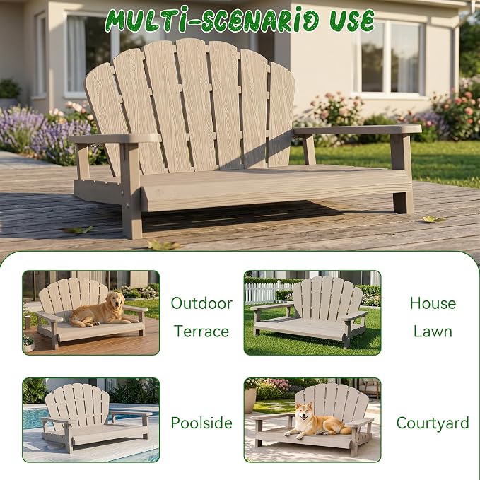 Outdoor Dog Sofa Chair, Grey, 40.24" L x 30.08" W x 20.04" H | Waterproof Resin Dog Bed, For Patio Furniture, Easy Assembly and Clean