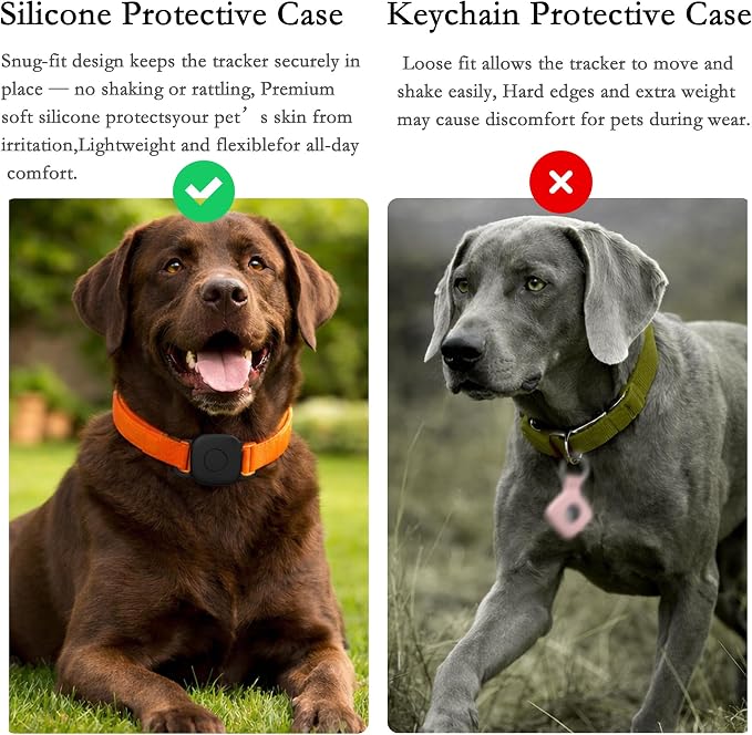 Waterproof Dog Collar Holder Case for Tile Mate 2024/2022 Tracker,2 Pack Anti Scratch Soft Silicone Case for cat pet Necklace, Protective Cover Accessories for Tile Tracker (Black/Pink)