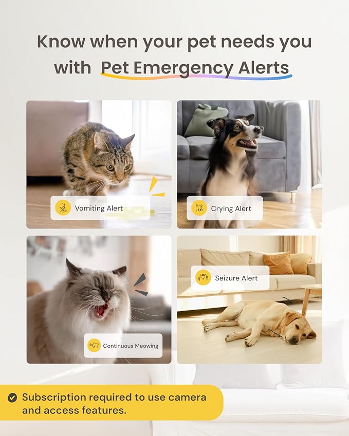 Furbo Mini 360° Pet Camera [Paid Plan Required to Activate] | Stay connected with AI Pet & Home Safety Alerts, 2K QHD View, Auto-Tracking, Video History, 2-Way Audio, Paid Plan Required