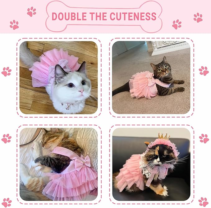 Dog Dresses, Fashion Pet Dog Clothes, Striped Mesh Puppy Dogs Princess Dresses (Pink, X-Large)