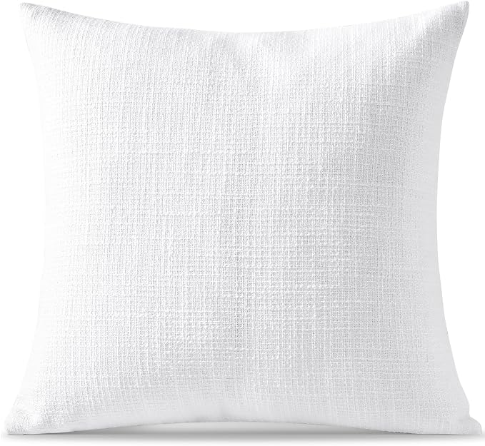 OTOSTAR Linen Throw Pillow Cover Set of 1 Decorative Square Pillowcases Cushion Covers 20x20 Inch for Home Decor Sofa Bedroom Car 50 x 50CM Pure White