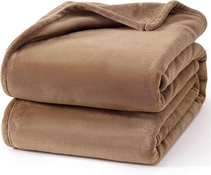 Hansleep Throw XL Camel Fleece Blanket, Soft Flannel Bed Blanket | Fuzzy Cozy Blanket 50x70 Inches, Multi-use for Bed, Sofa, Couch, Travel, Camping, All Season Warm Lightweight Cover