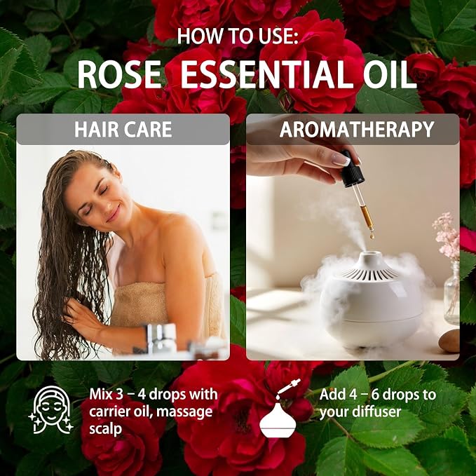 Rose Essential Oil - Rose Oil for Diffuser, 16 Fl Oz(480ml) | Candle Making, Soap Making, aroma, Strong Scent, Pure, Natural, Home Fragrance, Massage, Large Bottle