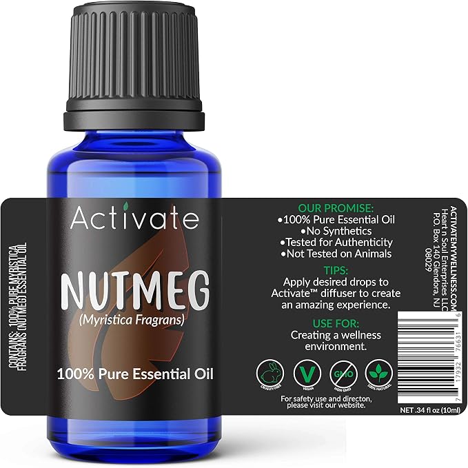 Activate Nutmeg Essential Oil 100% Pure, Premium Grade, Undiluted, Natural, Aromatherapy & Diffuser Use 10ml