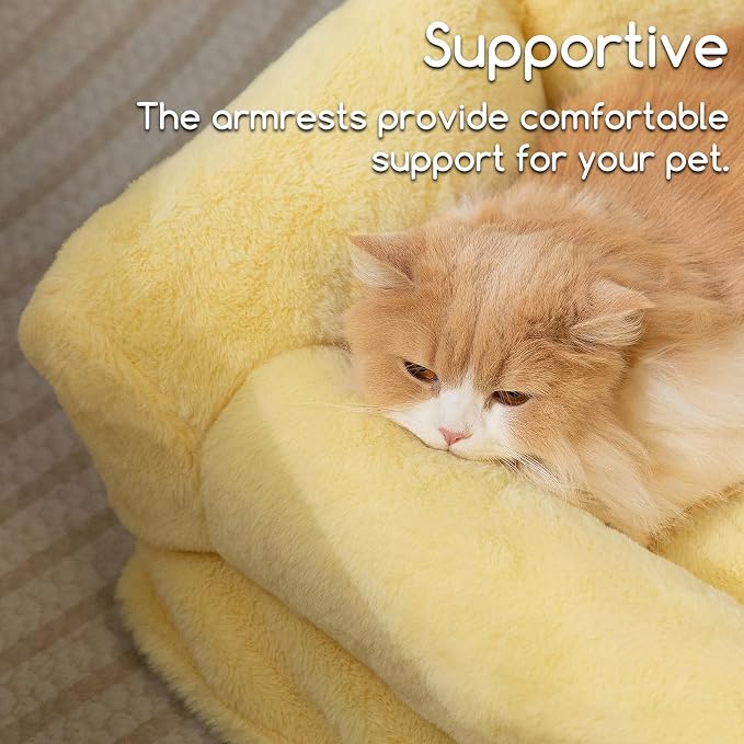 Hollypet Small Dog Large Cat Bed Puppy Couch Beds for Pets up to 25 lbs | Fluffy Dog Cat Couch Plush Soft Warming Pets Beds with Machine Washable Cover and Non-Slip Bottom