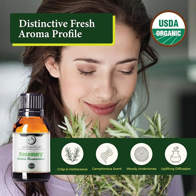 Organic Rosemary Essential Oil Chemotype Cineole | 100% Pure Steam Distilled Rosemary Oil | Fresh Herbaceous Aroma for Diffuser Aromatherapy, Massage Blends & DIY Recipes | Spain - 15ml