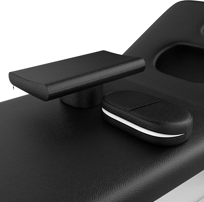 Black Wide Stationary Massage Table with Backrest for Treatment Table Physical Therapy Table Spa Facial Bed, Metal Frame PU Leather 31.5'' Wide 75'' Long Heavy Duty Professional Stationary Massage Bed