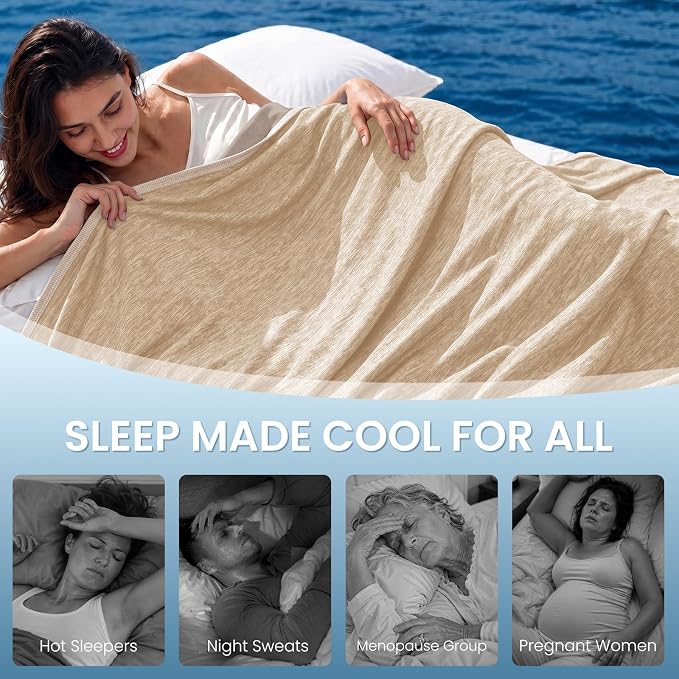 Cooling Blanket(60"x90"Twin Size)for Night Sweats Absorbs Heat to Keep Adults, Children Cool on Warm Nights, Q-Max 0.5 Cooling blankets for Hot Sleepers, Ultra-Cool Lightweight Blanket for Bed | Absorbs Heat Cold Summer Blanket for Night Sweats & Menop...