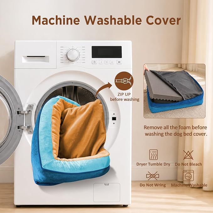 Comfort Expression Orthopedic Dog Bed for Extra Large Dogs with Bolster | Waterproof Dog Couch Bed with Washable Cover & Non-Slip Bottom, Supportive Egg Crate Foam XL Pet Bed, 45x35 Inch