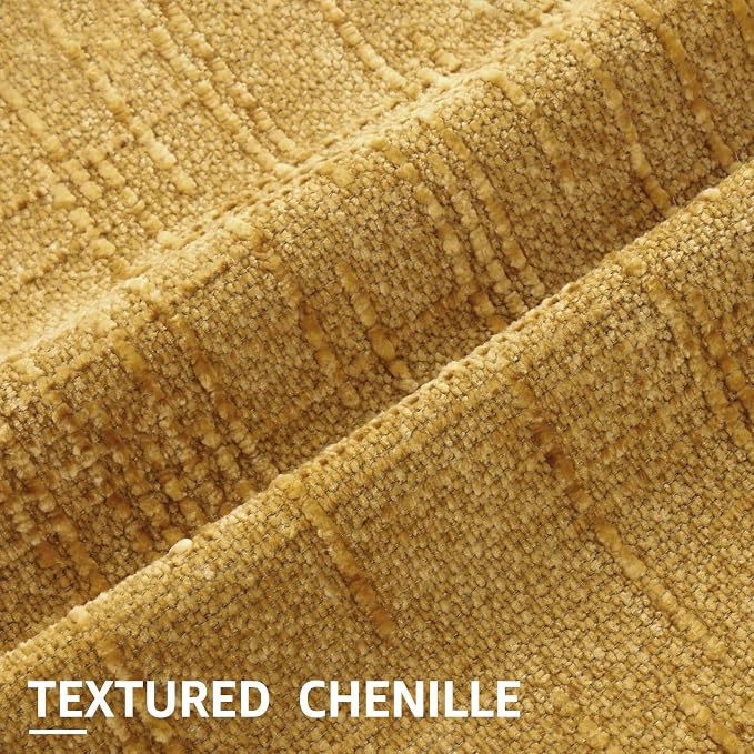 decorUhome Textured Chenille Throw Pillow Covers 12x20 Set of 2 Yellow | Fall Modern Farmhouse Soft Cozy Slubby Couch Pillow Cases Boho Decorative Pillow Cases for Bed Sofa Living Room Home Decor