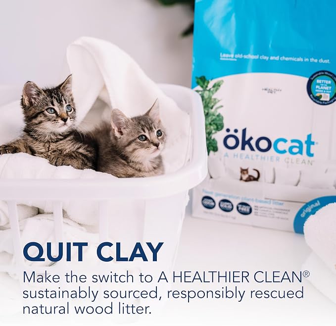 ökocat Original Natural Wood Clumping Cat Litter, Odor Control 18.8 lbs