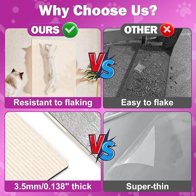ENONCI 23.6x15.8 Cat Scratcher Mat, Self-Adhesive Cat Scratch Furniture Protector