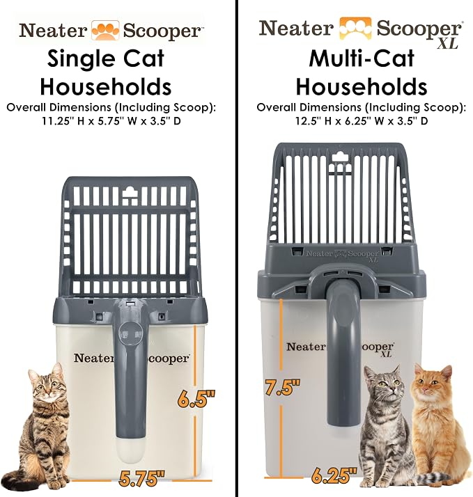 Neater Pet Brands Neater Scooper Standard Litter Scoop, 60 Refill Bags – Mess-Free Cat Litter Scooper with Bag, Spill-Proof Kitty Box Sifter, Bin Doubles as Scoop Holder, for Single-Cat Households