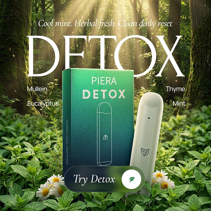 PIERA Botanical Aroma Diffuser Set, Plant-Based Botanical Scent, Non-Electronic Personal Fragrance Accessory, Detox, Sleep & Energy, 3 Sticks, 1 Pack (3, Detox)
