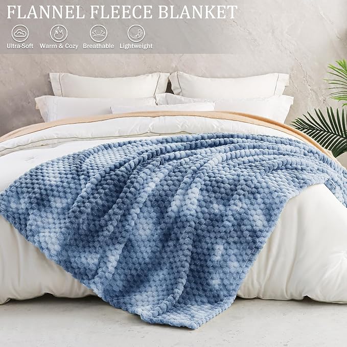 Exclusivo Mezcla Large 3D Fleece Throw Blanket for Couch, Tie-dye Blue | Extra Soft Fuzzy Plush Lightweight Throws, Cozy Fluffy Decorative Blankets for All Seasons, 50x70 Inches