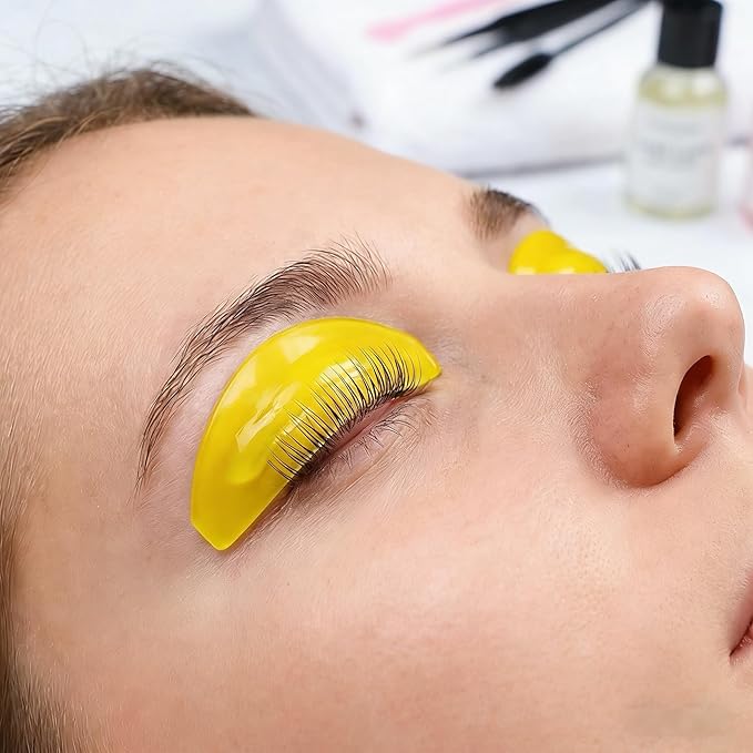Lash Lift Shields – Washable and Reusable Korean Super Sticky Flat Pads for Eyelash Perm, No.1 Lash Lift Softening Shields for Women Beauty, Pink (2 Pairs Yellow)