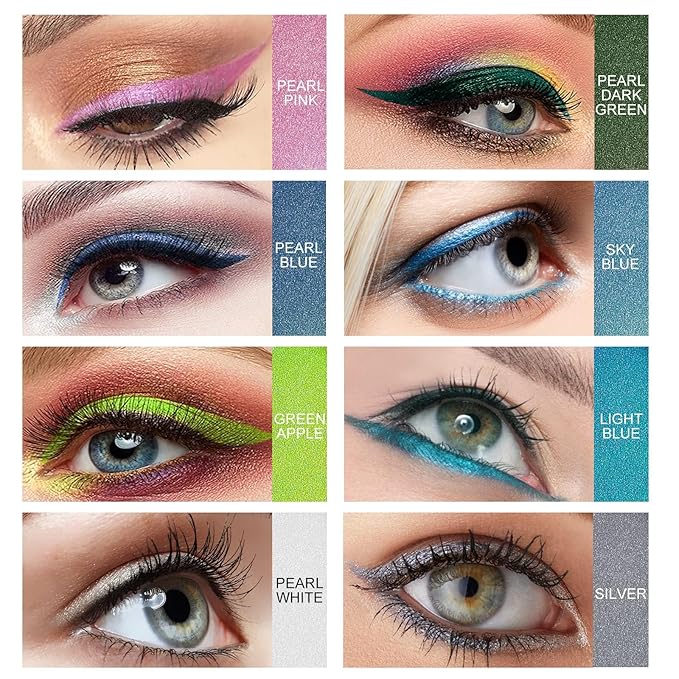 Ownest 14 Colors Eyeliner Pen, Pearl Metallic Eyeliner Pencil Kit, Glitter Eye Liner for Women, Professional Colorful Eye Makeup Pencil Set, Waterline Eyes Liner Pen with Sharpener
