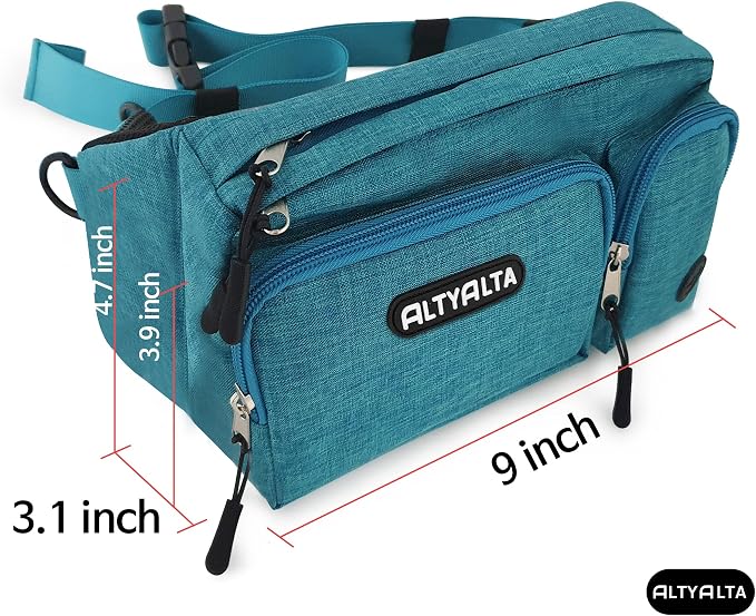 EZ Dog Walking Fanny Pack, Dog Training Treat Pouch, Easy for Walking with Dogs, Belt Bag with 6 Pockets and Waste Bag Dispenser