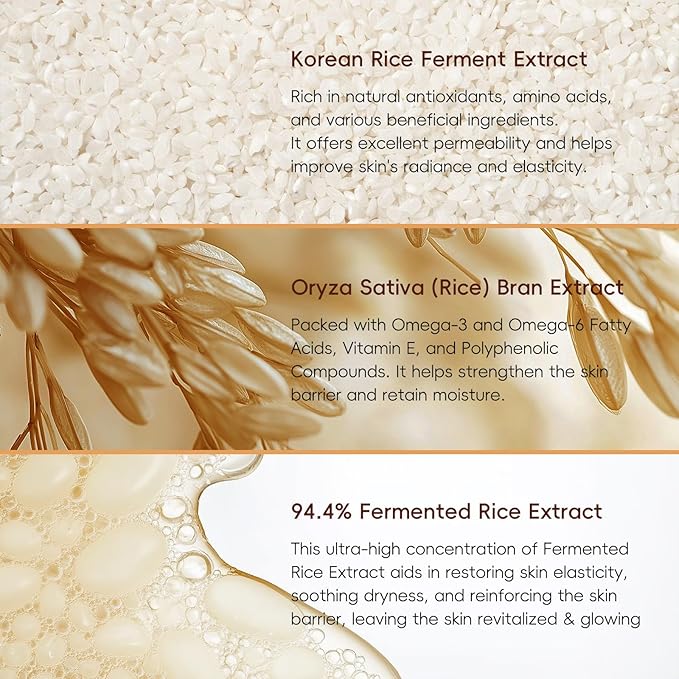 Rice Eye Cream, Moisturizing Eye Roller with Rice Ginseng Extract, Smooth Light Weight Fast Absorption Non-sticky Reduces Fine Lines Puffiness Bags & Dark Circles